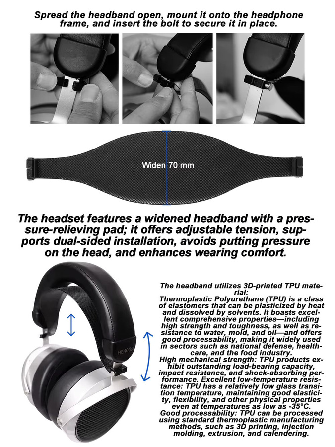 HIFIMAN Kopfband-Polster zur Druckentlastung für HE400SE, V2, Edition XS, DEVA PRO, HE-R9 und R10 in Schwarz und Multicolour - Bild 2