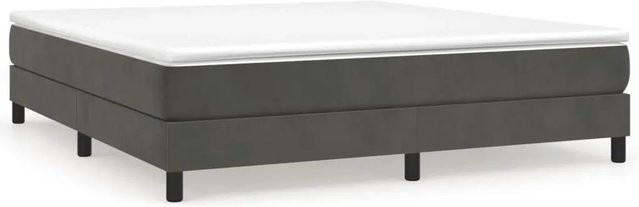 vidaXL Boxspringbett aus Samt in Dunkelgrau, B/T/H: 160 x 200 x 25 cm - Bild 1