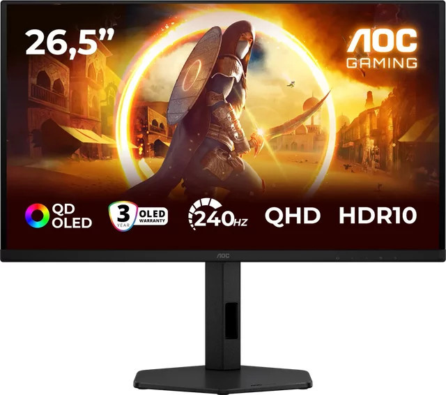 AOC Q27G4ZDR Gaming QD-OLED Monitor 27 Zoll QHD 240 Hz 0,03 ms HDR10 Schwarz/Rot - Bild 1