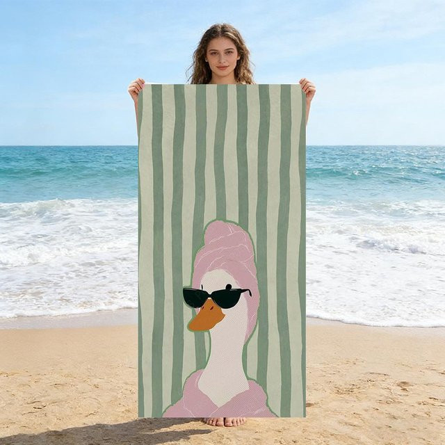 Schnelltrocknendes Gänse-Strandtuch von JMG Household Supplies in Grün, B/L: 80 x 160 cm - Bild 1