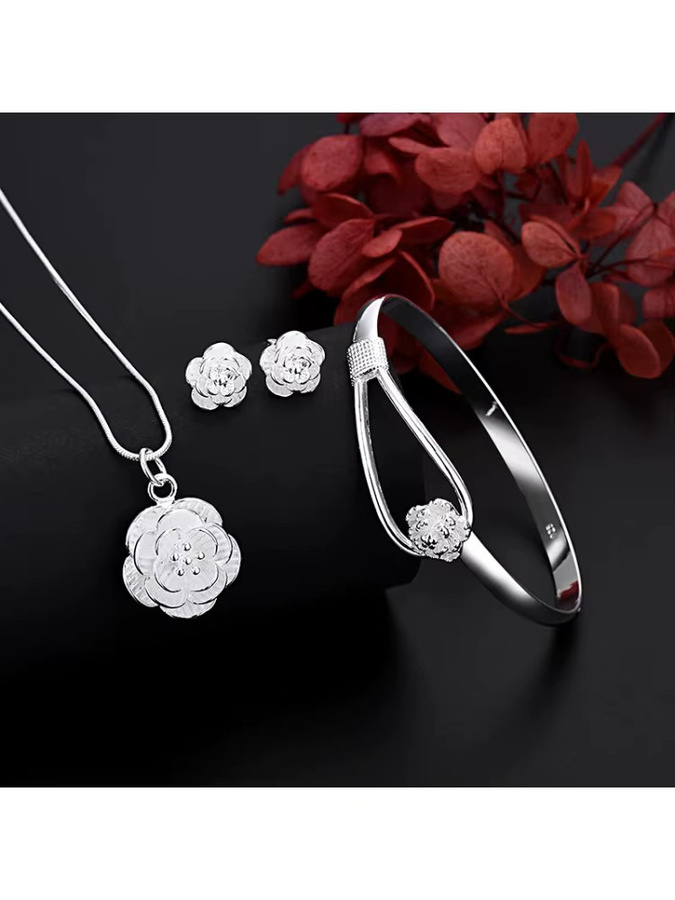 JFine Schmuckset, 925 Silber, Blumen, Damen - Bild 3