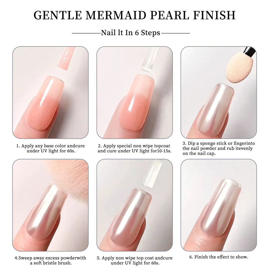 MingLee Nagelpulver, weißer Perle, glänzend, Spiegeleffekt - Bild 3