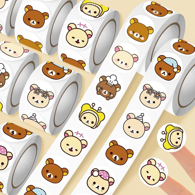 TAKARA TOMY Rilakkuma Anime Aufkleber Set, 500 Stück, Kawaii Cartoon Sticker in Multicolour für DIY Dekoration - Bild 1