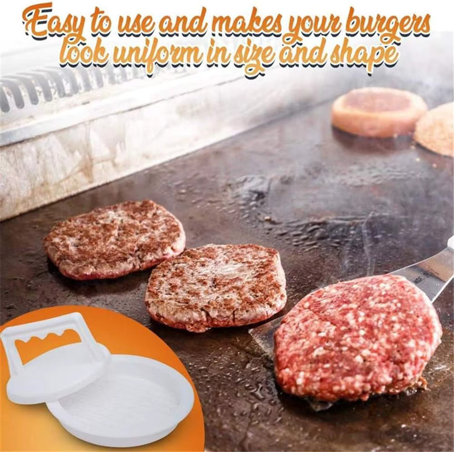 GOT-TOG Runde Hamburger Presse aus Kunststoff in Weiß für Rindfleisch-Patty Maker und Grill-Burger - Bild 3
