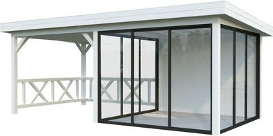 PALMAKO Pavillon Lenna aus Fichtenholz in Weiss mit Pultdach, B/T/H: 588 x 300 x 245 cm - Bild 1