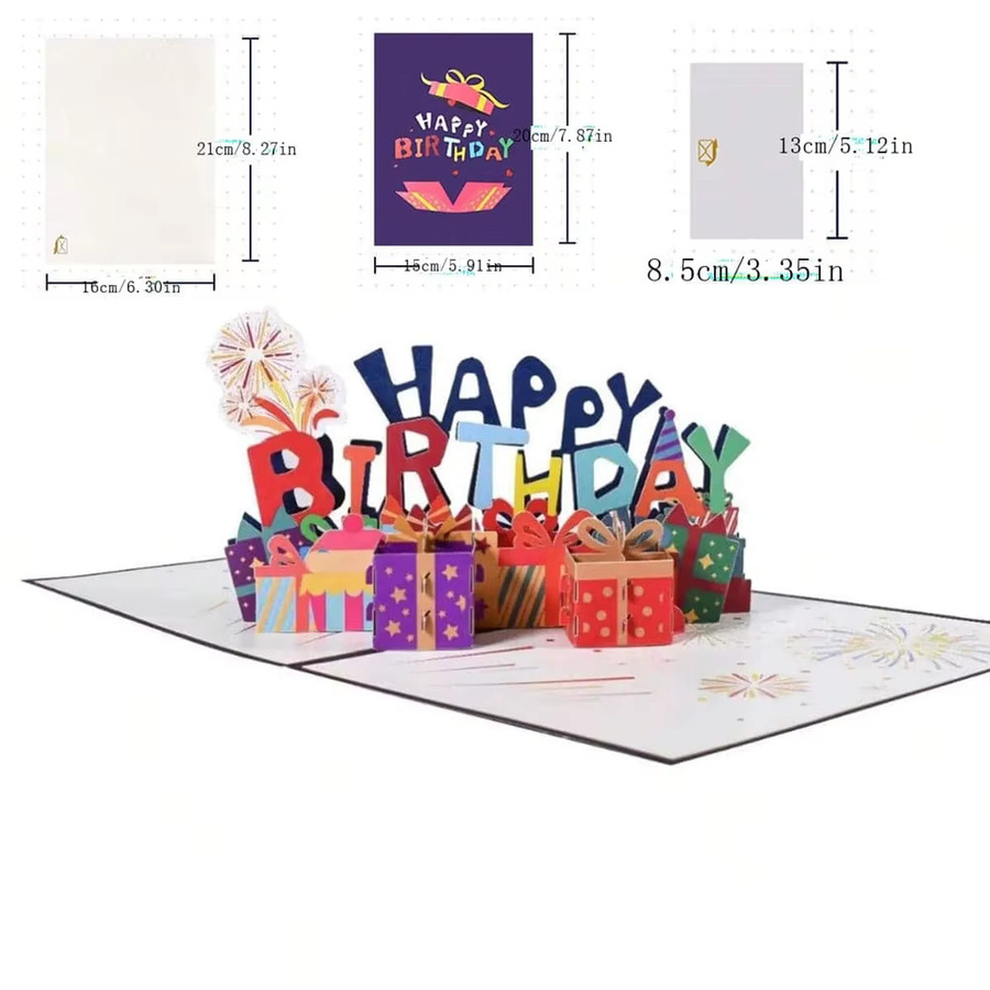3D Pop-up Happy Birthday Karte als Jubiläumsgeschenk und Hochzeitseinladung in Mehrfarbig - Bild 2