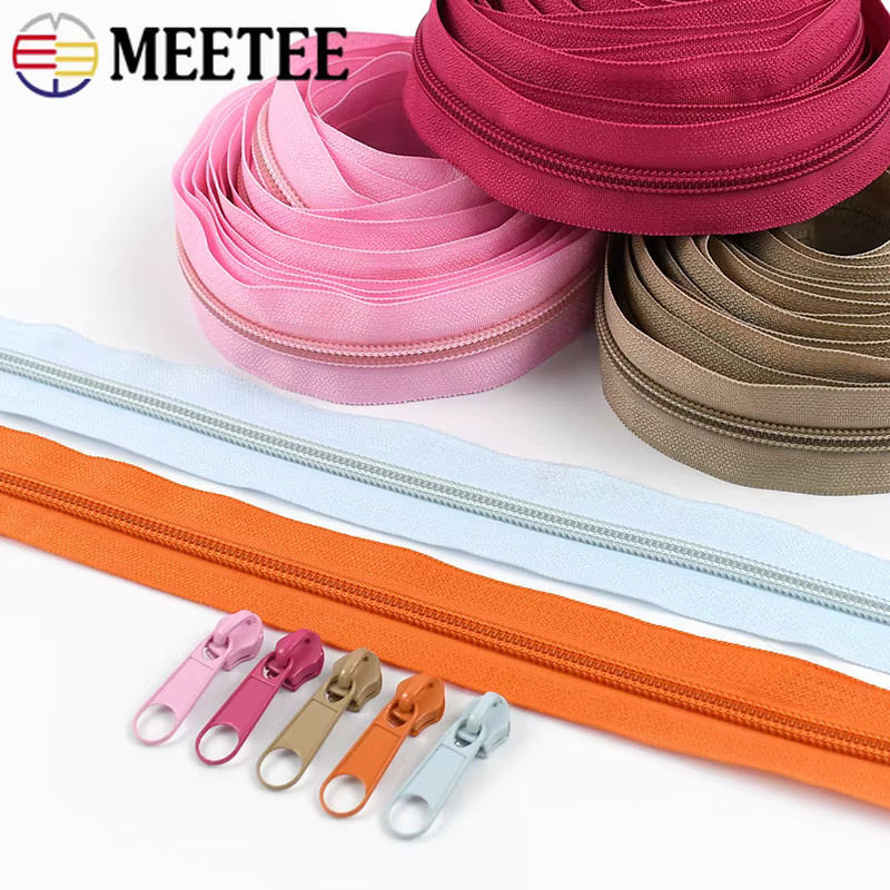 Meetee Nylon-Reißverschluss Set mit Schiebern für Taschen und Kleidung, Reparaturset, verschiedene Farben - Bild 2