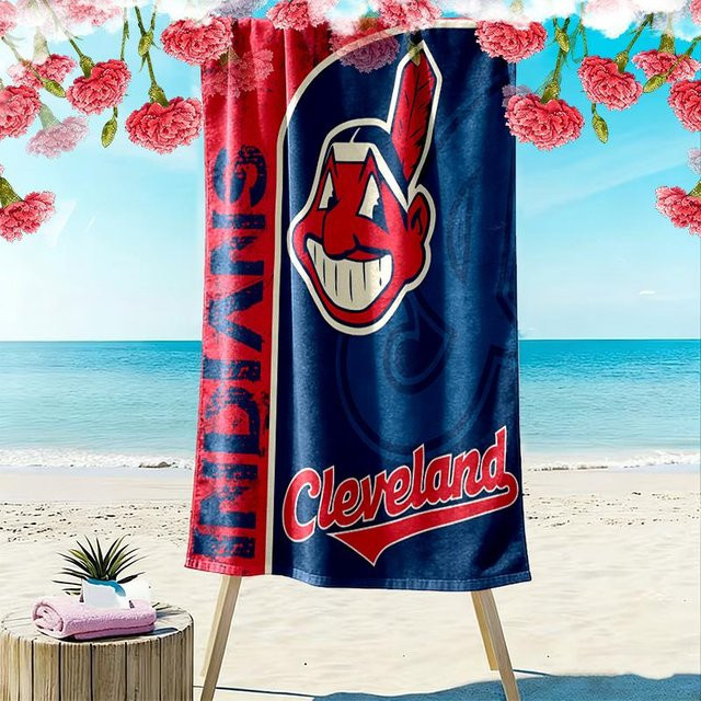 Cleveland Indians Print Strandtuch, großes weiches und schnelltrocknendes Handtuch für Strand, Camping und Schwimmen, Mehrfarbig, B: 70 cm, L: 140 cm - Bild 1