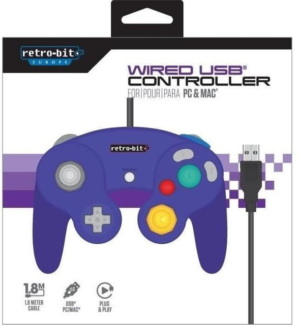 Retro-Bit Gamecube-Controller für PC in Violett mit USB-A Anschluss - Bild 1