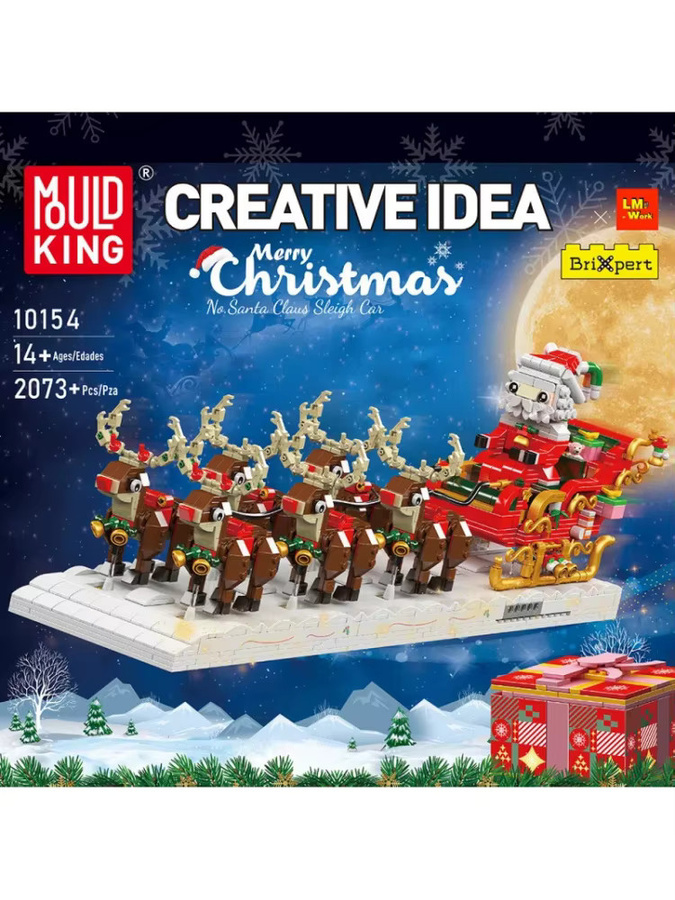 Mould King Weihnachtsmann-Schlitten 10154 Bausteine Set für Kinder ab 14 Jahren, Mehrfarbiges Weihnachts-Modellbau-Set mit Figuren und Fahrzeugen - Bild 5