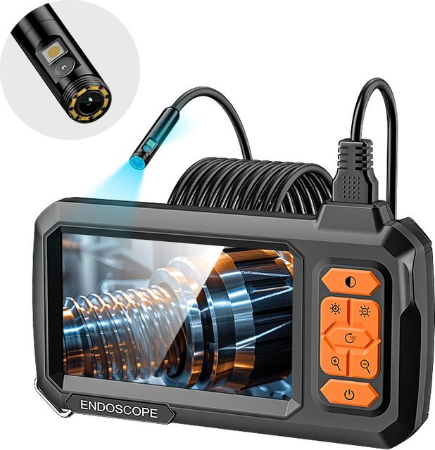 ENWOR Endoskopkamera mit 1080P Auflösung, 8mm Single oder Dual Lens, 100m Kabel und 4,3 Zoll IPS Bildschirm, wasserdicht mit 8 LED, Farbe: Schwarz - Bild 1