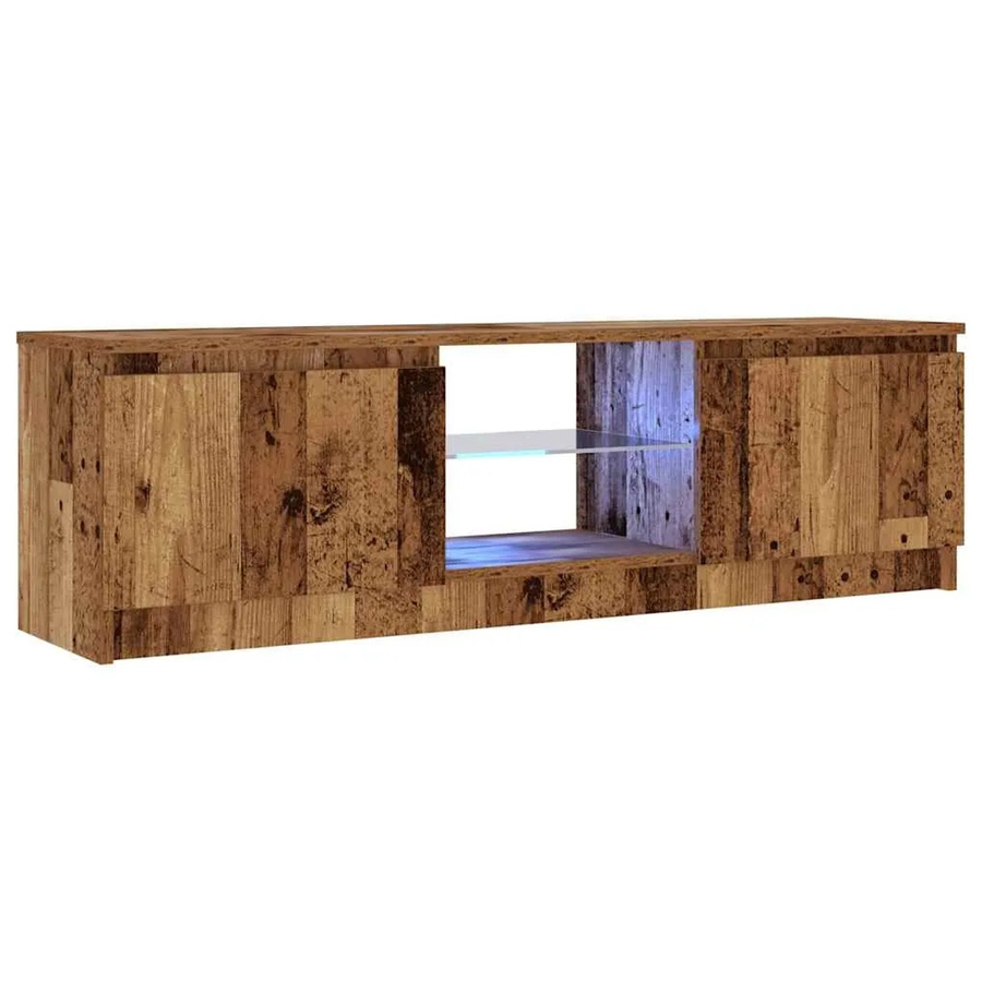 vidaXL TV-Schrank mit LED-Leuchten in Altholz-Optik, Braun, B/T/H: 120 x 30 x 36 cm - Bild 2