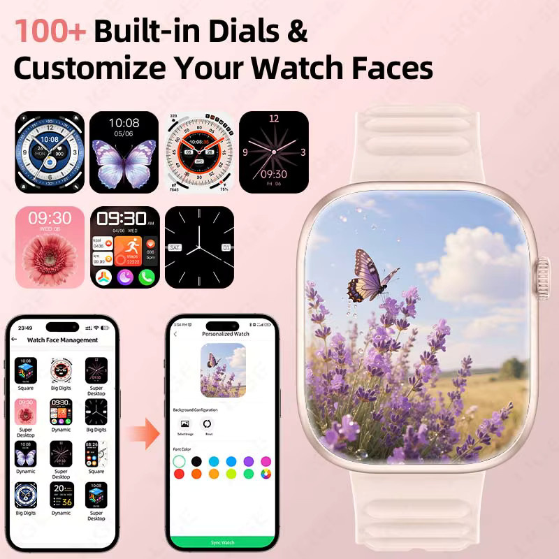 LIGE Smartwatch, 1,83 Zoll, Schwarz, Silikon, Herren - Bild 5