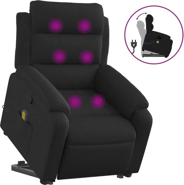 vidaXL Massagesessel mit Aufstehhilfe in Schwarz aus Stoff mit Armlehnen und moderner Polsterung - Bild 1