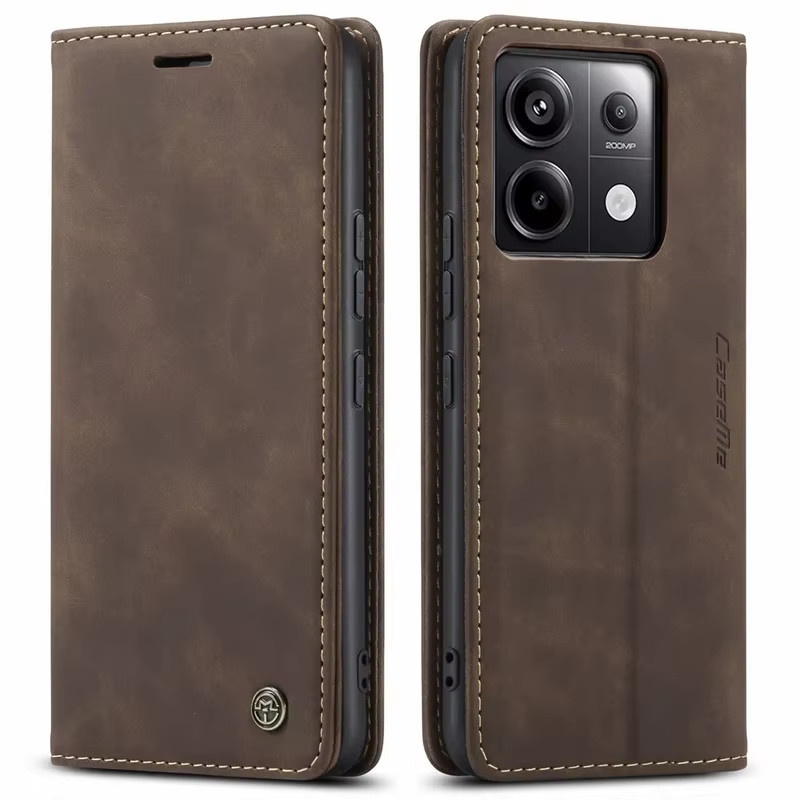 Luxus Leder Handyhülle Wallet Flip Case mit Kartenfach und Standfunktion für Xiaomi Redmi Note 13 Pro Plus 12 11 10 13C 12C 11A 4G 5G in Blau und Braun - Bild 2