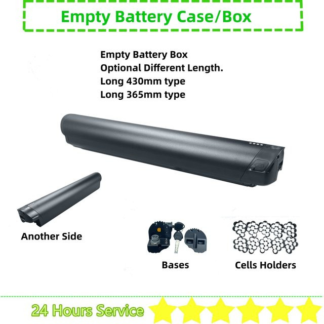 Reention EEL Mini E-Bike Batteriekasten in Schwarz, leeres Li-Ionen Batteriegehäuse für 36 V oder 48 V mit Montage-Grundplatte und 2-poligem oder 6-poligem Stecker - Bild 1