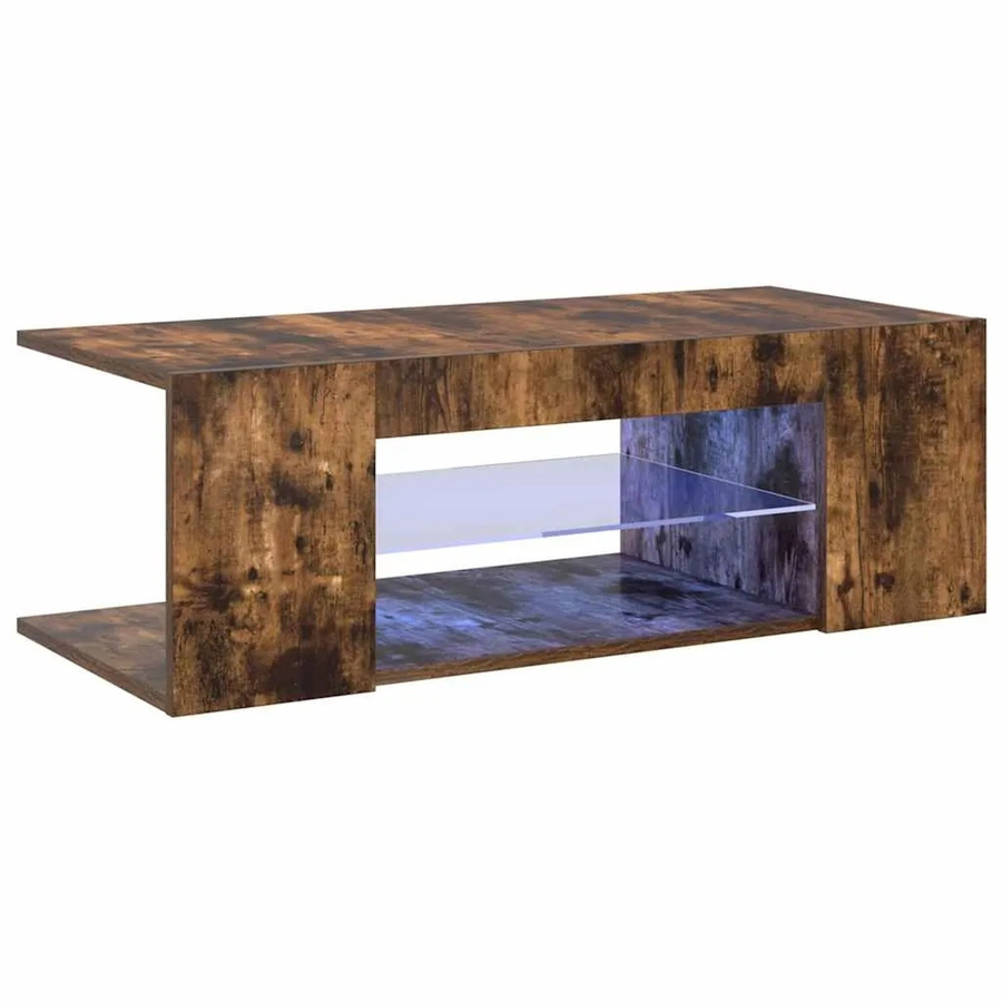 vidaXL TV-Schrank modern mit LED-Beleuchtung in Räuchereiche, B/T/H: 90 x 39 x 30 cm - Bild 2