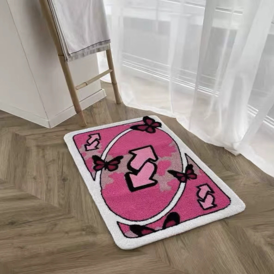 VIKAMA Rutschfeste Fußmatte in Pink mit grafischem Design für Badezimmer und Eingangsbereich B/T: 60 x 40 cm - Bild 1
