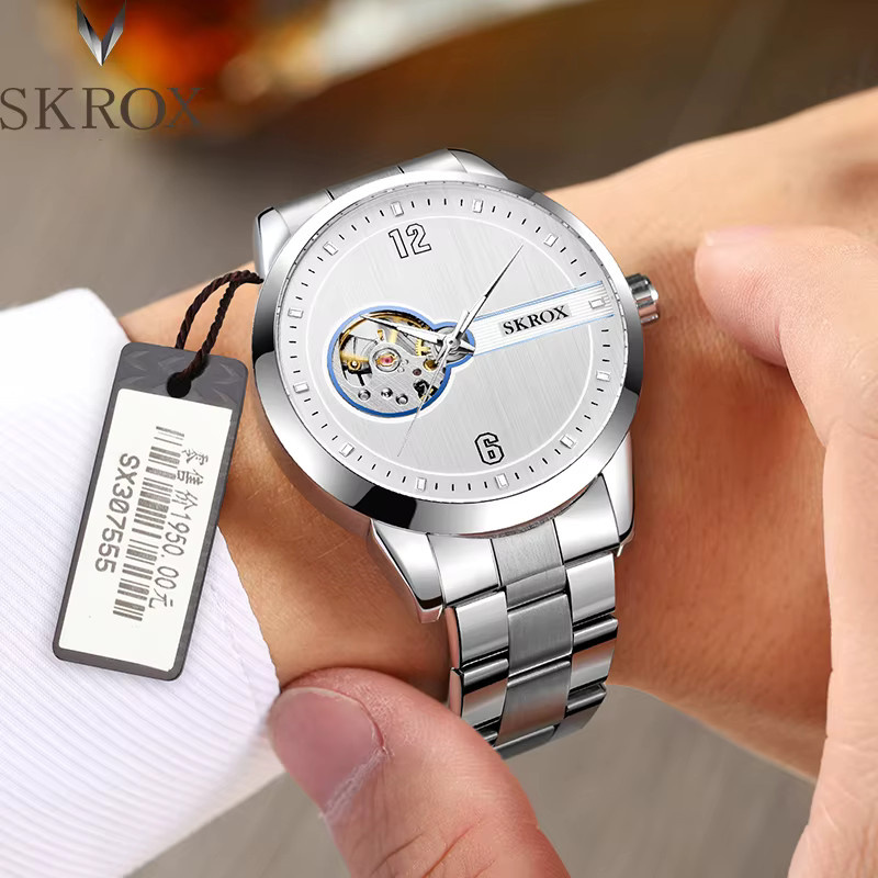 SKROX Armbanduhr Edelstahl, Automatik, Skelett, Schwarz, Herren - Bild 3