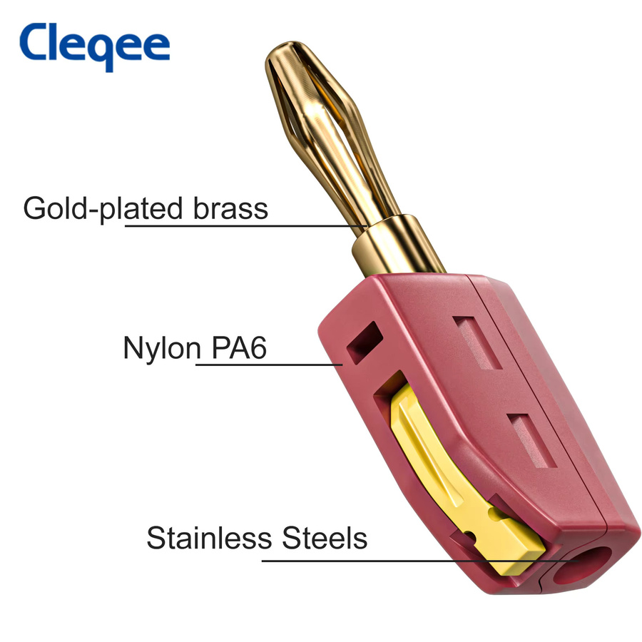 Cleqee P10064 10er Set vergoldete 4mm Bananenstecker Hochstrom-Schnellanschluss 32A in Gold - Bild 3