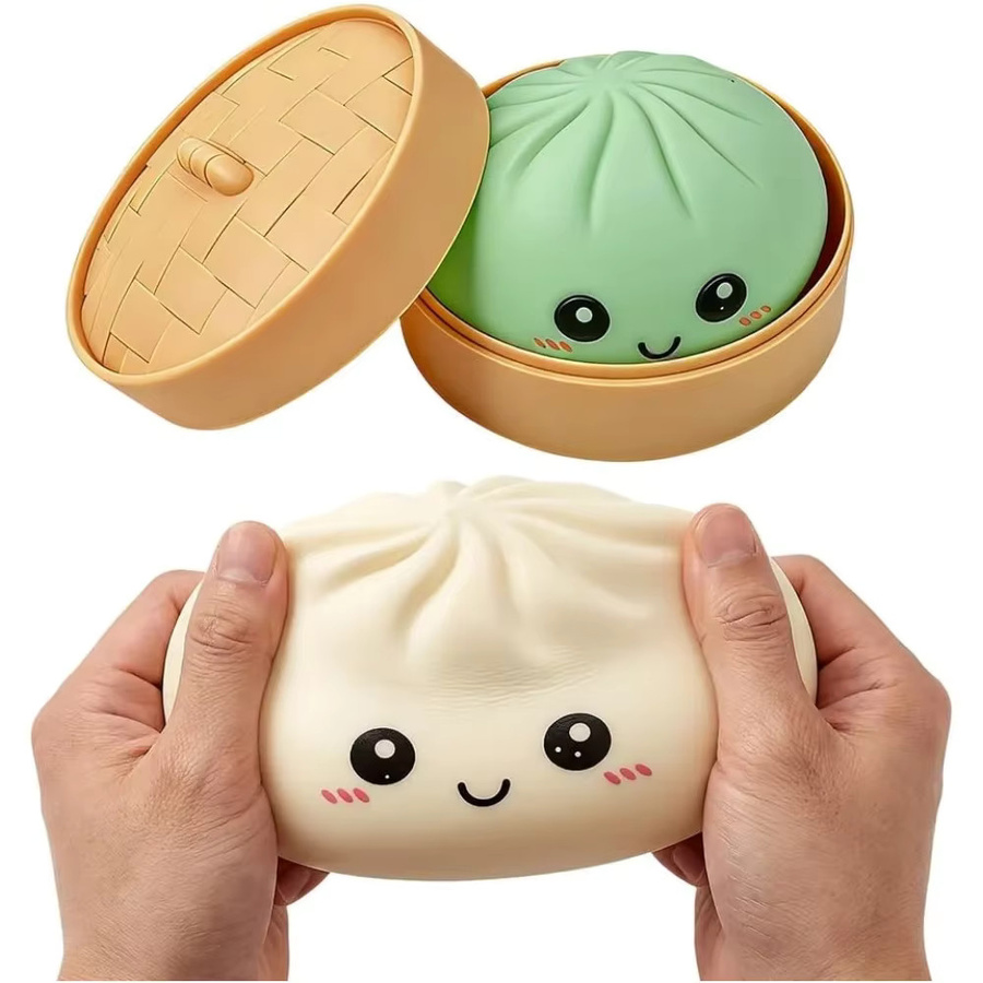 GSF Dumpling-Stressball mit Dampfgarer, bunter Quetsch-Teigball, 2-teiliges Set - Bild 5