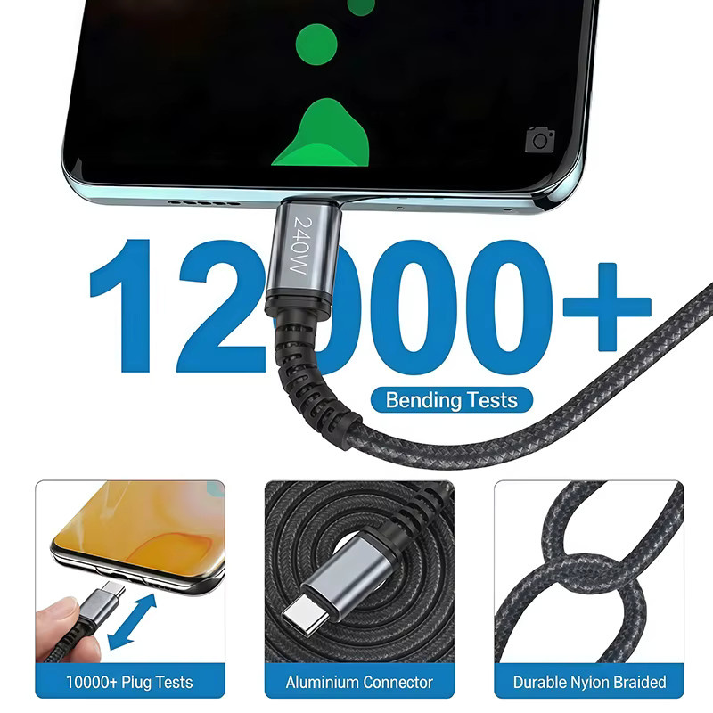 Vyvylabs 6er-Pack geflochtenes USB-C auf USB-C Kabel für schnelles Laden von iPhone 17 16 15 Pro Plus Max, Galaxy S25 S24 und iPad MacBook - Bild 4