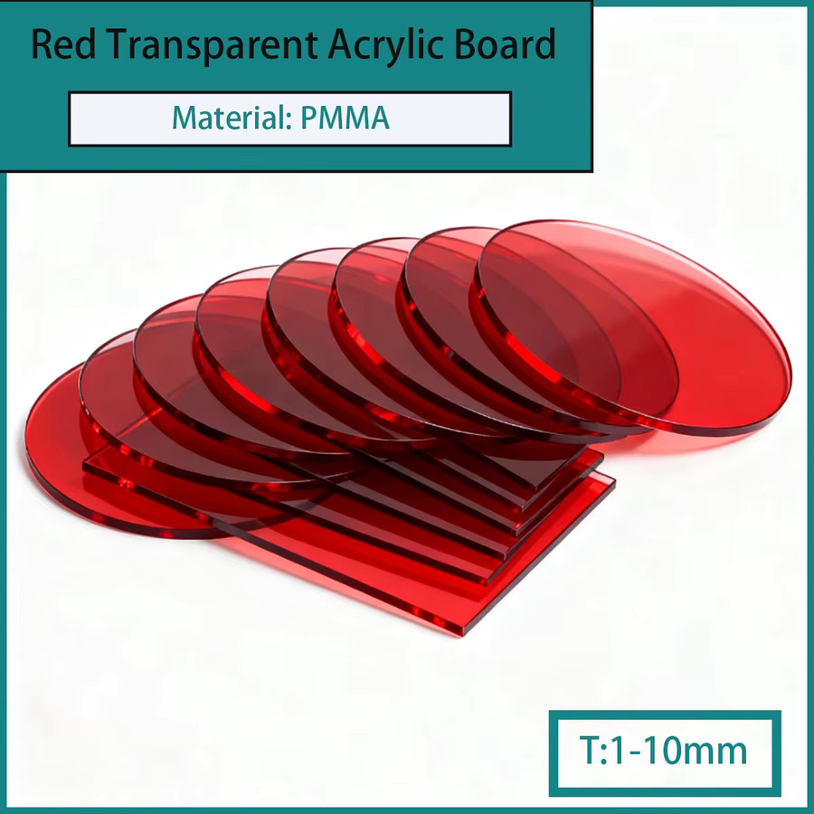 Rote transparente Acrylplatte aus PMMA für DIY-Projekte und Dekoration, Stärke: 1-10 mm - Bild 1