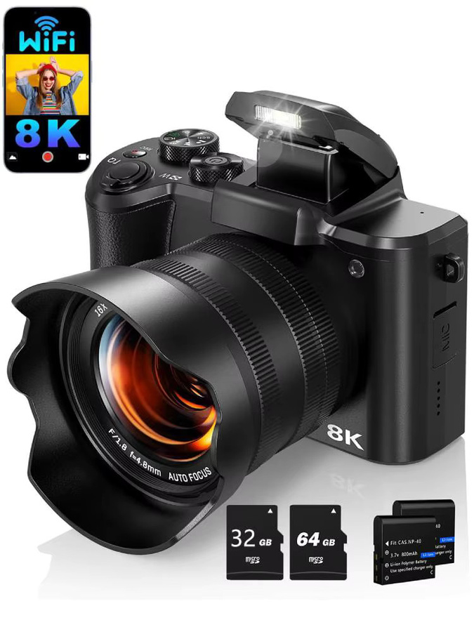 AMORUS 8K Digitalkamera in Schwarz mit 88 MP, Dual-Objektiv, Autofokus, WiFi und 16-fachem Digitalzoom als kompakte Vlogging-Reisekamera mit Touchscreen - Bild 6
