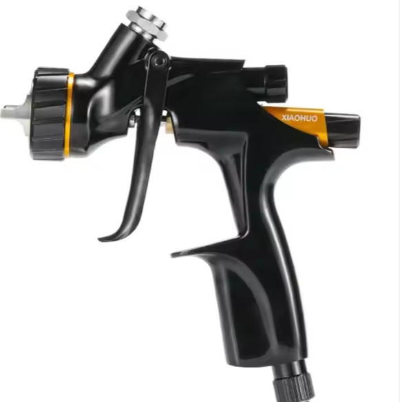 Pneumatische HVLP Hochdruck-Spritzpistole V1-B Plus Basecoat in Schwarz mit 600 ml Becher - Bild 1