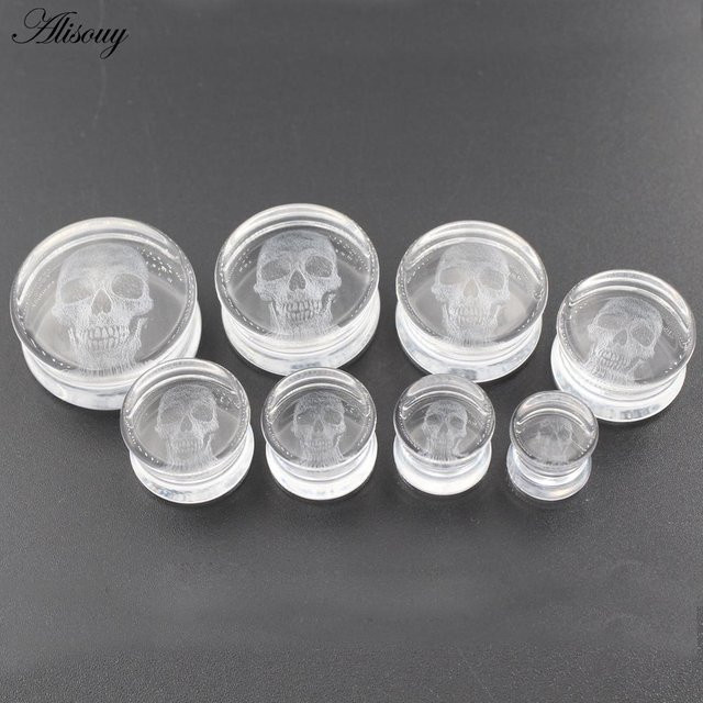 Alisouy Ohrringe, Glas, Totenkopf-Motiv, 14 mm, gray, Damen - Bild 1