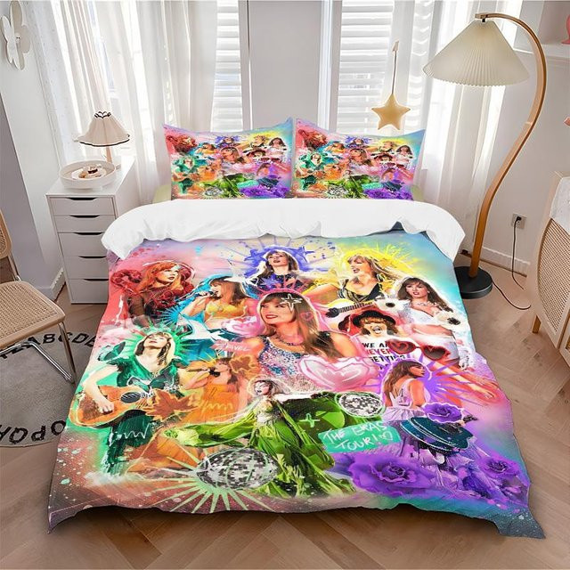 3-teiliges Taylor Swift Bettwäsche-Set von Ruoxin mit Motiv, Mehrfarbig, B/H: 200 x 200 cm - Bild 1