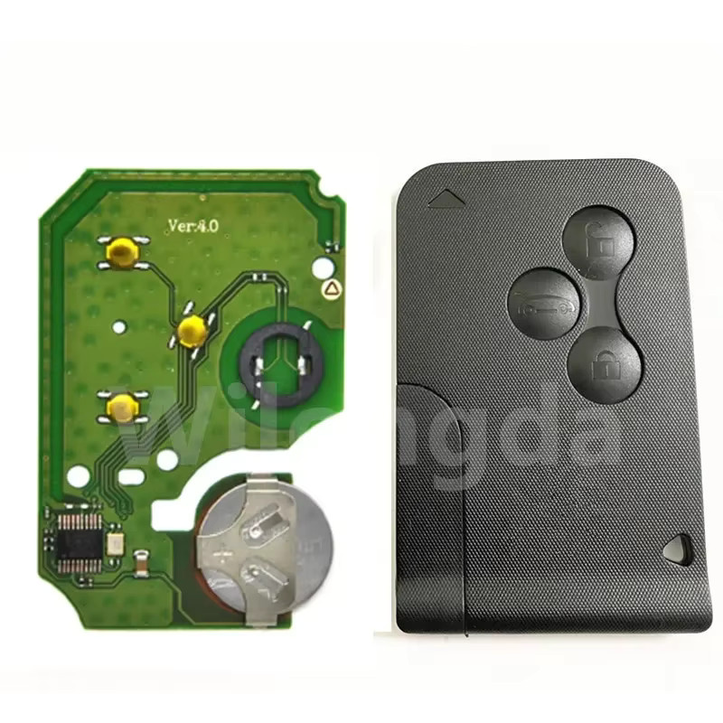 Wilongda Funkschlüssel 433 MHz ID46 PCF7947 Chip mit 3 Tasten und Notfallkarte für Renault Megane 2 3 Scenic Clio 2003–2008 in Schwarz - Bild 2