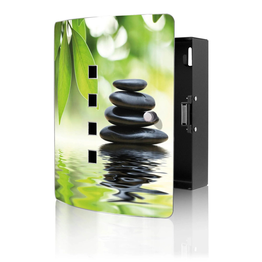 Banjado Design Schlüsselkasten aus Edelstahl mit Magnetverschluss Motiv Steine & Relax in Silber, B/T/H: 24 x 21,5 x 7 cm - Bild 2