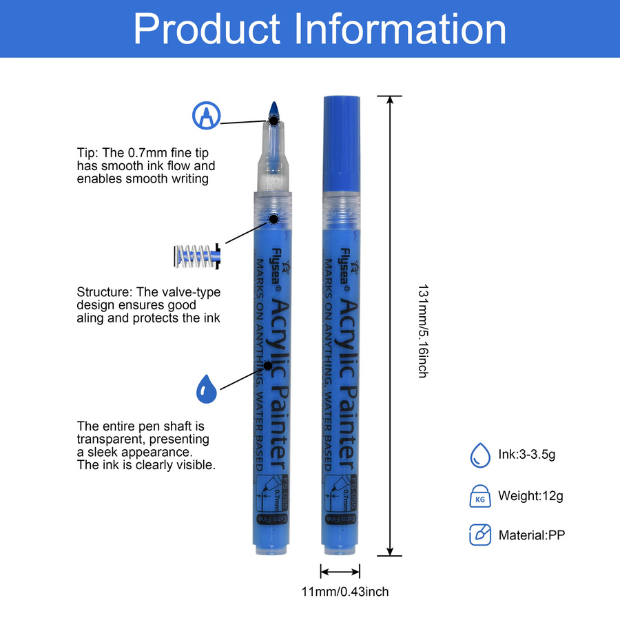 Golf Club Acryl-Marker Set mit Farbwechselfunktion, 0,7 mm feine Spitze, wasserfest und sonnenfest, mehrfarbiges Set inklusive Schwarz - Bild 6