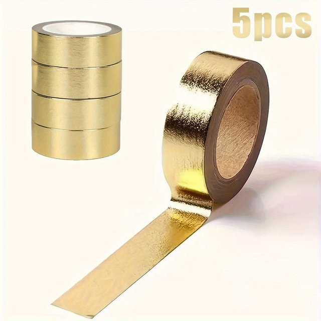 SZ-Damai Washi Tape Set aus Folienpapier in Gold, 5 Stück, Breite: 1,5 cm, Länge: 5 m pro Rolle - Bild 1
