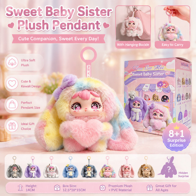 Tian Bao Mei Plüsch-Häschen-Anhänger, Taschenanhänger, Rosa - Bild 1