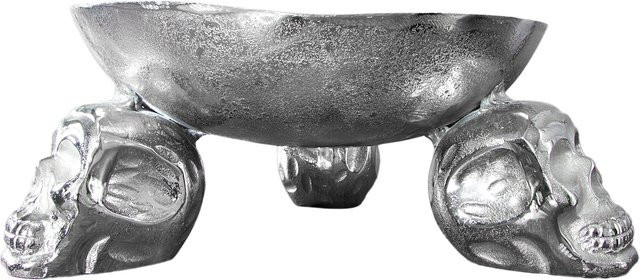 riess-ambiente Obstschale SKULL Totenkopf in Silber aus Aluminium, Durchmesser: 35 cm - Bild 1