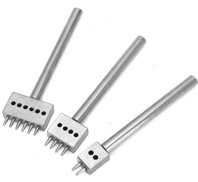 KaiSai 3er Set Lederlochstanzer Set aus Stahl in Grau mit 5mm Lochgrößen 2mm, 4mm und 6mm - Bild 1