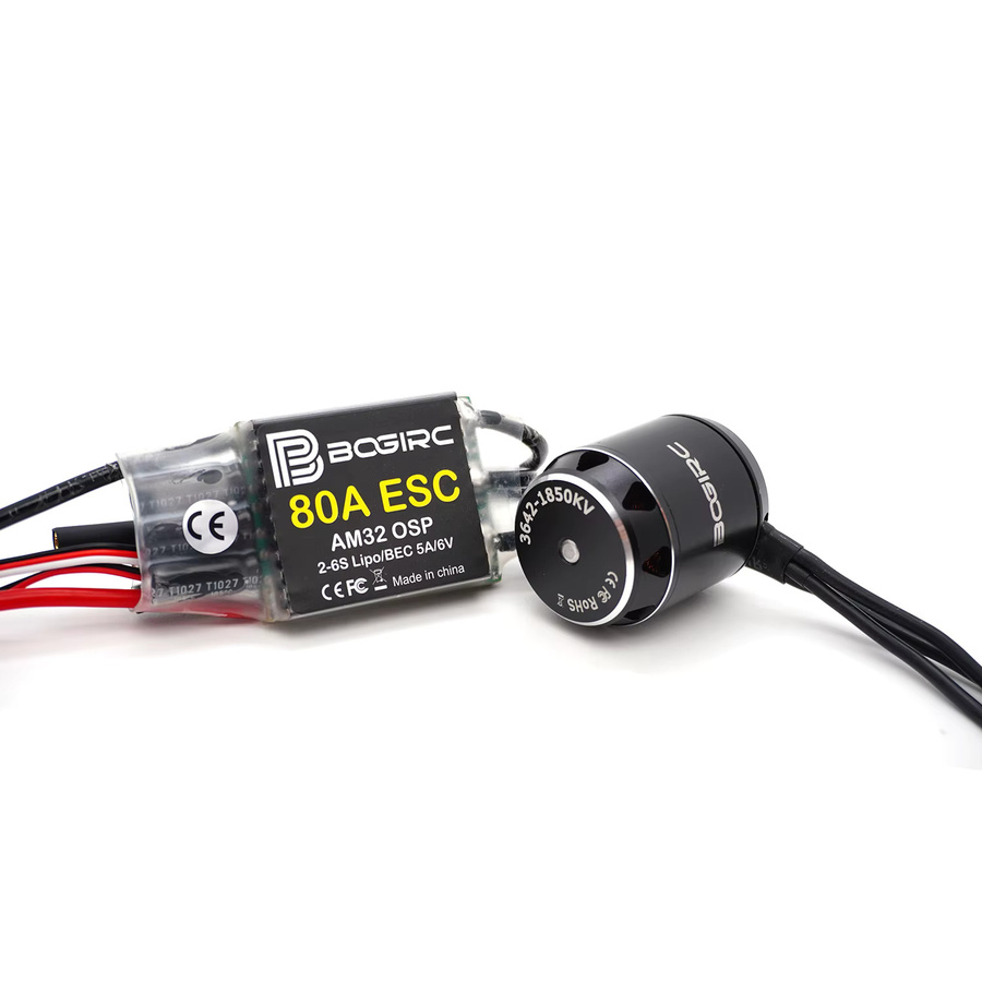 BOGIRC Bürstenloses Combo-Set 3642 1850/2150 KV Motor AM32 80 A ESC 5 A/6 V, Metall, Schwarz - Bild 2