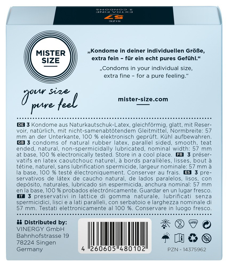 Mister Size Kondome, transparent, hauchdünn, feucht, 57 mm, Unisex - Bild 3