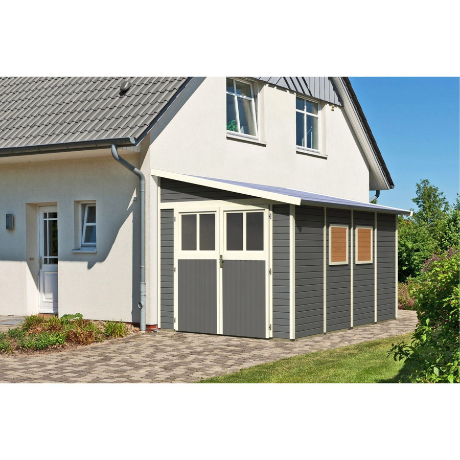 Karibu Holz-Gartenhaus Timsund mit Pultdach in Terragrau, lackiert, B/T/H: 352 x 235 x 243 cm - Bild 2