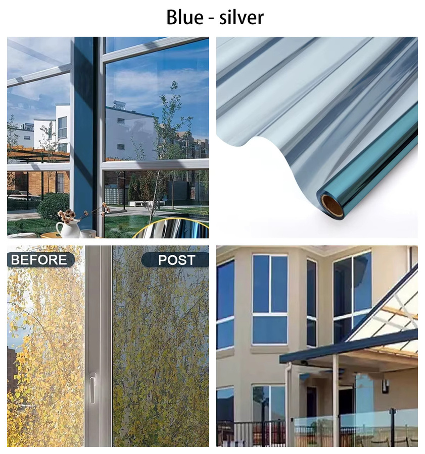 BUNPIG Solar-Fensterfolie zur Wärmeisolierung und Verdunkelung, selbstklebende Spiegelfolie aus Vinyl in Schwarz und Silber - Bild 3