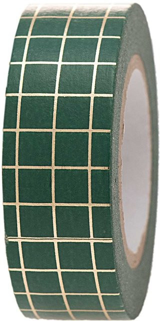 Rico Design Paper Poetry Washi Tape kariert in Grün-Gold, Breite: 1,5 cm, Länge: 10 m - Bild 1
