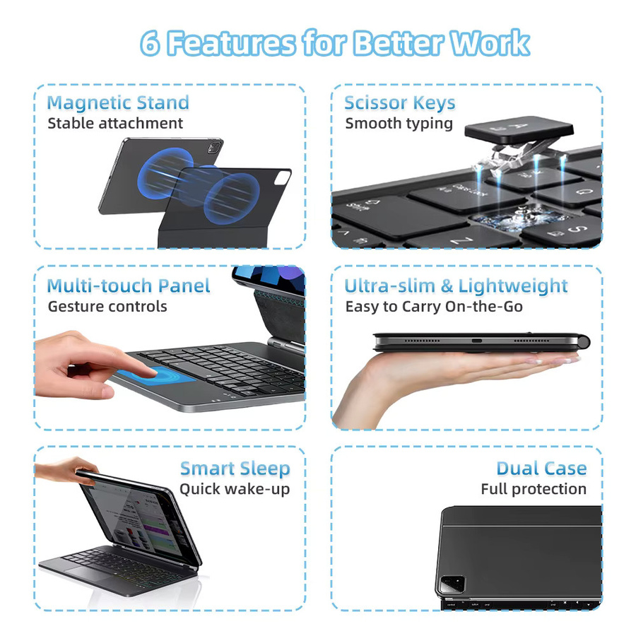 Apple Magic Keyboard Magnetische Hülle für iPad Pro 11 und 12.9 sowie iPad Air 4 und 5, iPad 10. und 11. Generation, Farbe: Schwarz - Bild 6