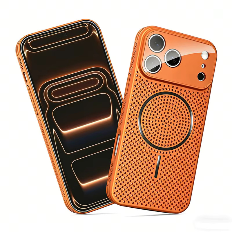 SUNWARD MagSafe Handyhülle mit Wärmeableitungs-Mesh für iPhone 12 bis iPhone 17 Pro Max in Blau und Orange - Bild 7