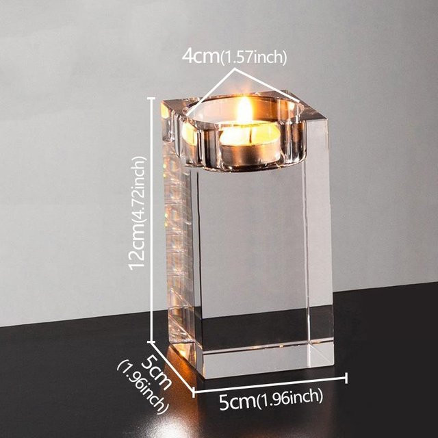 Kristallkerzenhalter aus Glas in Transparent von Yiran Furniture für Teelichter, quadratisch und modern für Hochzeiten, Partys oder die Tischdekoration - Bild 1