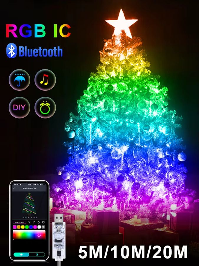 Lcamaw RGB LED Fairy Lights mit WS2811 Smart Bluetooth App Steuerung und USB Port für Weihnachts- und Partydekoration - Bild 5