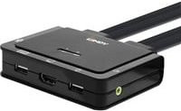 Lindy KVM-Switch mit 2 Port HDMI 4K60, USB Typ C, USB 2.0 und Audio in Schwarz - Bild 1