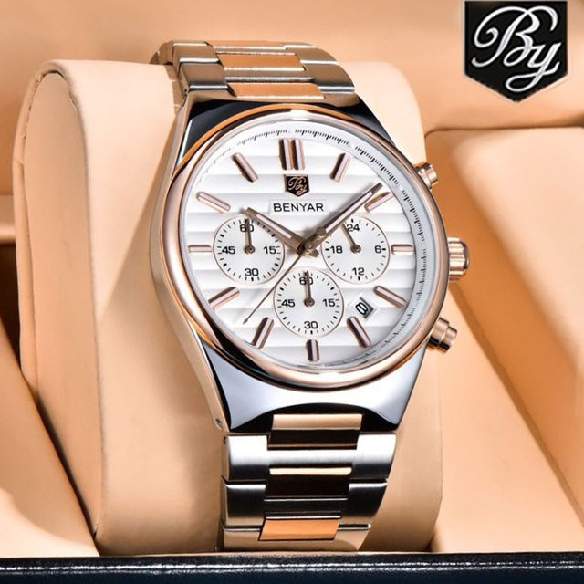 EBNYAR Chronograph, Quarz, Edelstahl, 42 mm, Herren - Bild 1
