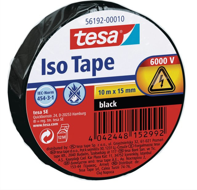 Tesa Iso Tape Isolierband Schwarz Breite: 1,5 cm, Länge: 10 m - Bild 1
